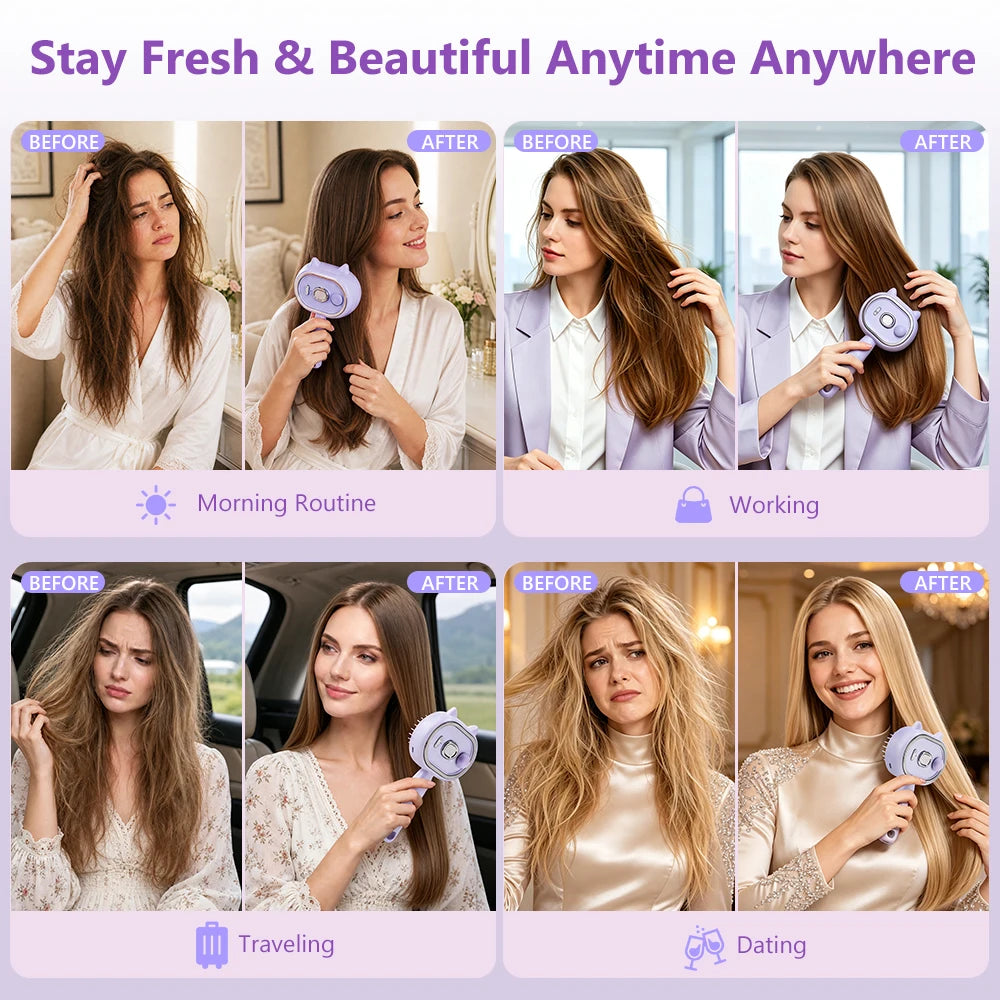 Electric Mist Spray Scalp Massager and Detangling Hair Brush