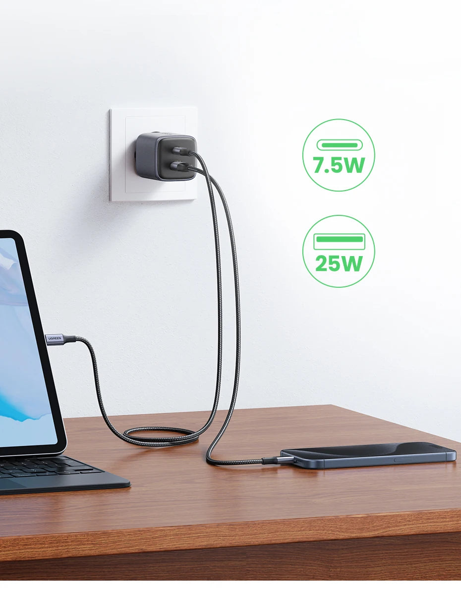 35W GaN Dual Port USB-C Fast Wall Charger