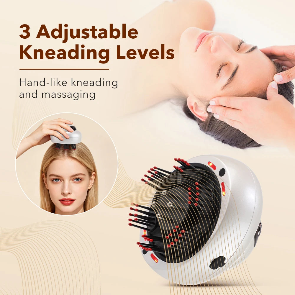 Electric Scalp Massager with Light Therapy and Oil Applicator