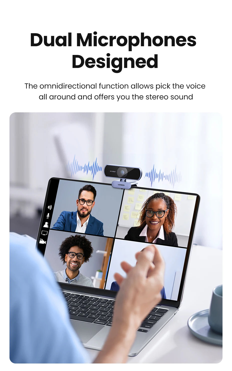 2K HD USB Webcam with Dual Microphones for Video Conferencing - 24
