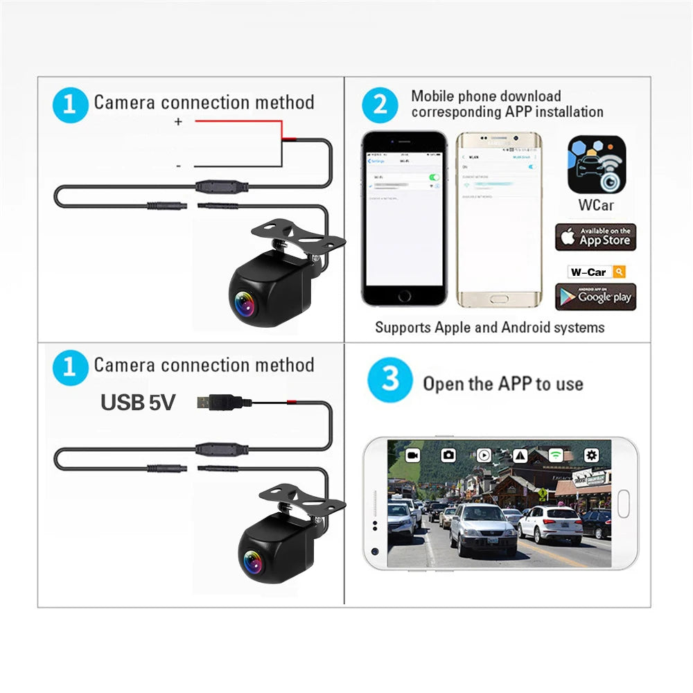 Wireless HD WiFi Vehicle Backup Camera for Android and iOS