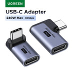 90-Degree USB-C to USB-C 240W Fast Charging and 40Gbps Data Adapter