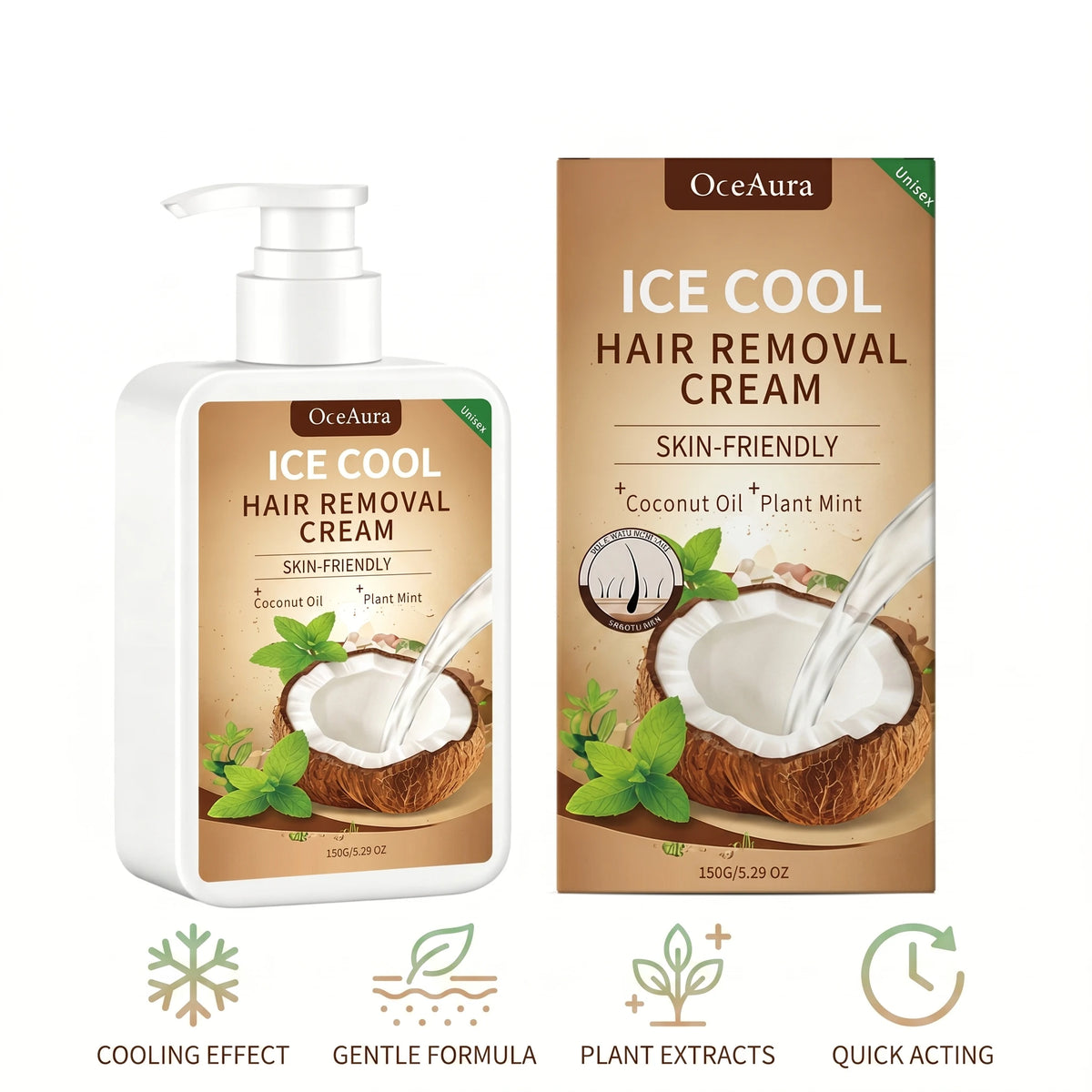 Ice Cool Painless Hair Removal Cream for Face and Body