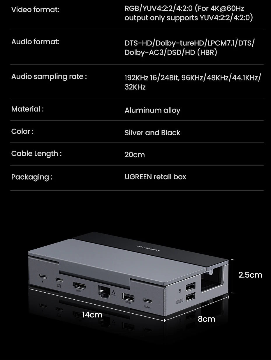 9-in-1 USB-C Gaming Docking Station with 4K HDMI and Stand