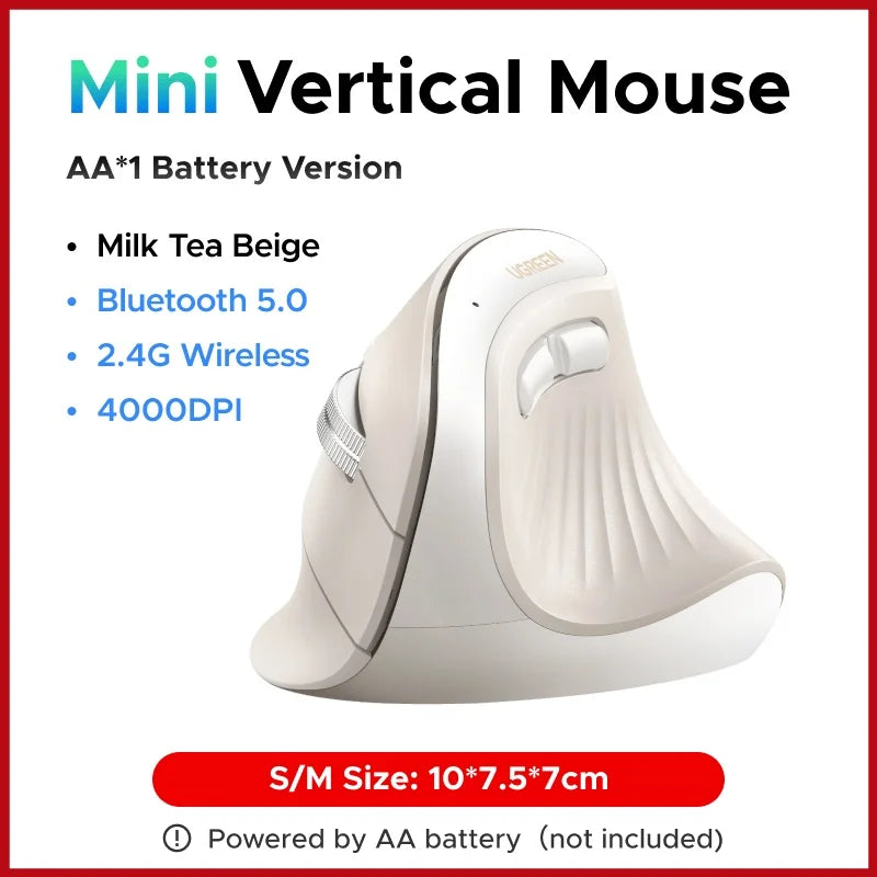 Ergonomic Vertical Wireless Mouse with Bluetooth 5.0 and 4000 DPI - 30
