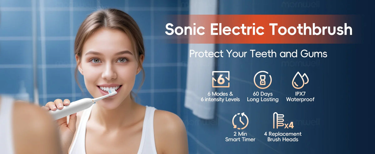 Rechargeable Sonic Electric Toothbrush with 6 Cleaning Modes