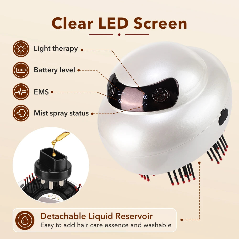 Electric Scalp Massager with Light Therapy and Oil Applicator