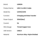 100W USB-C to USB-C Fast Charging and Data Sync Cable