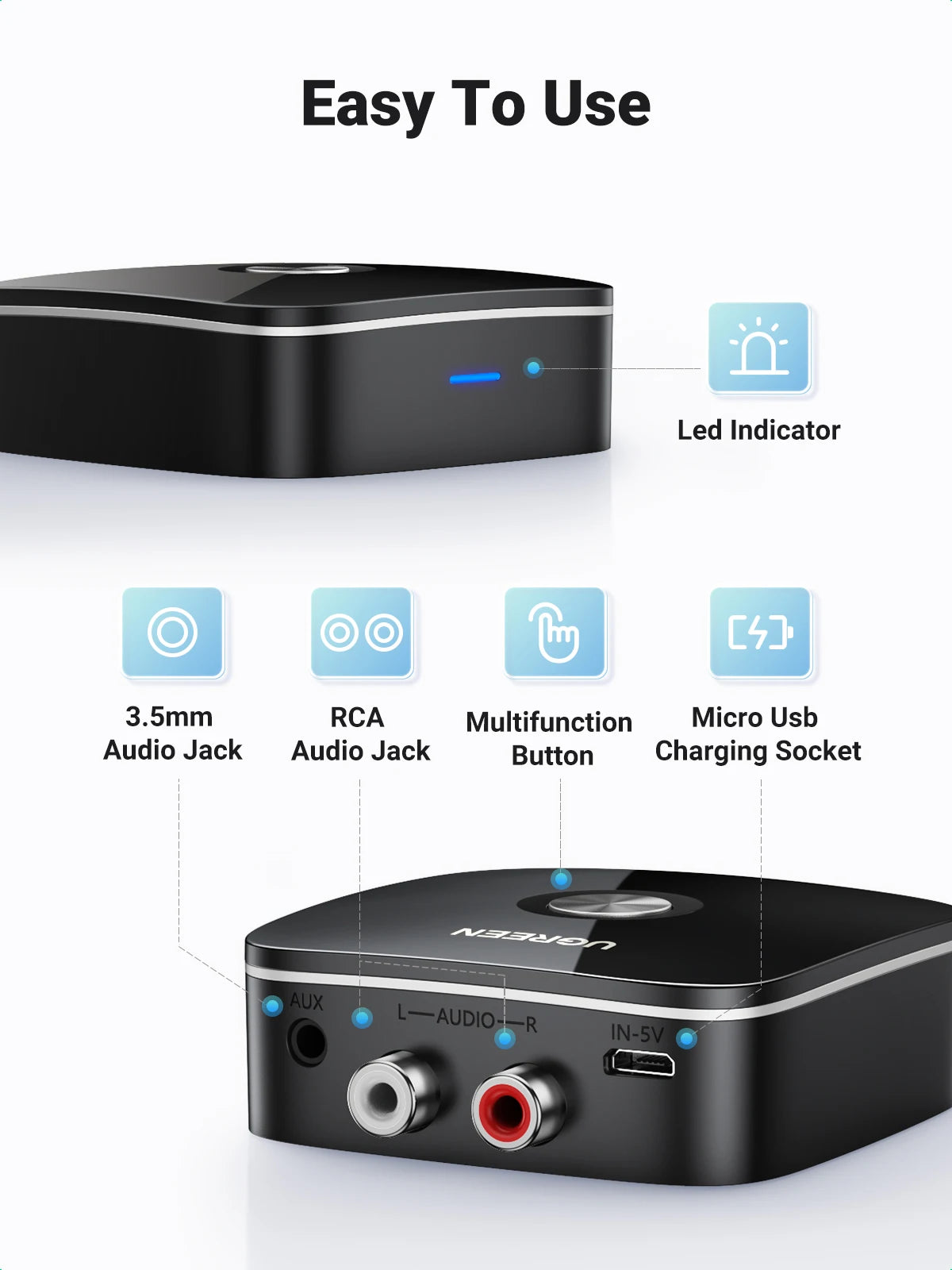 Bluetooth 5.3 Audio Receiver for Home Stereo and Speaker Systems