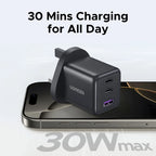 45W GaN Fast Wall Charger with Triple USB-C and USB-A Ports