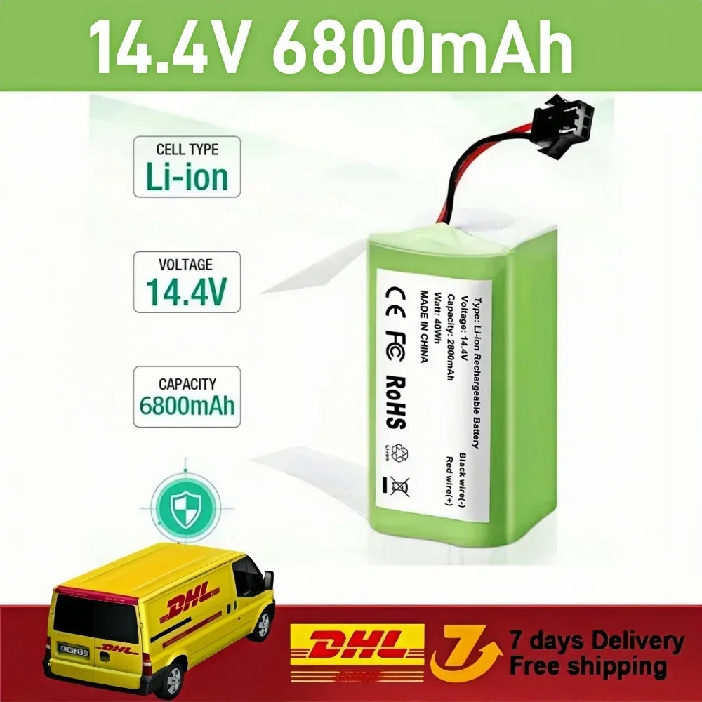 14.4V 6800mAh Rechargeable Replacement Battery for Robot Vacuums - 1