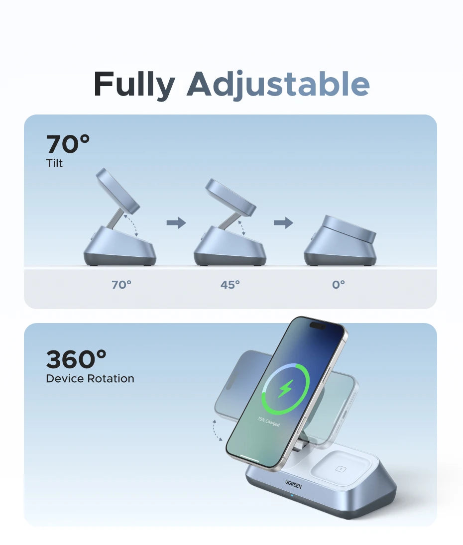 3-in-1 Magnetic Wireless Charging Station for Phone, Watch and Earbuds