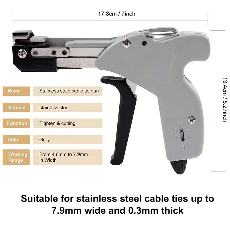 Heavy Duty Stainless Steel Cable Tie Tensioning and Cutting Tool