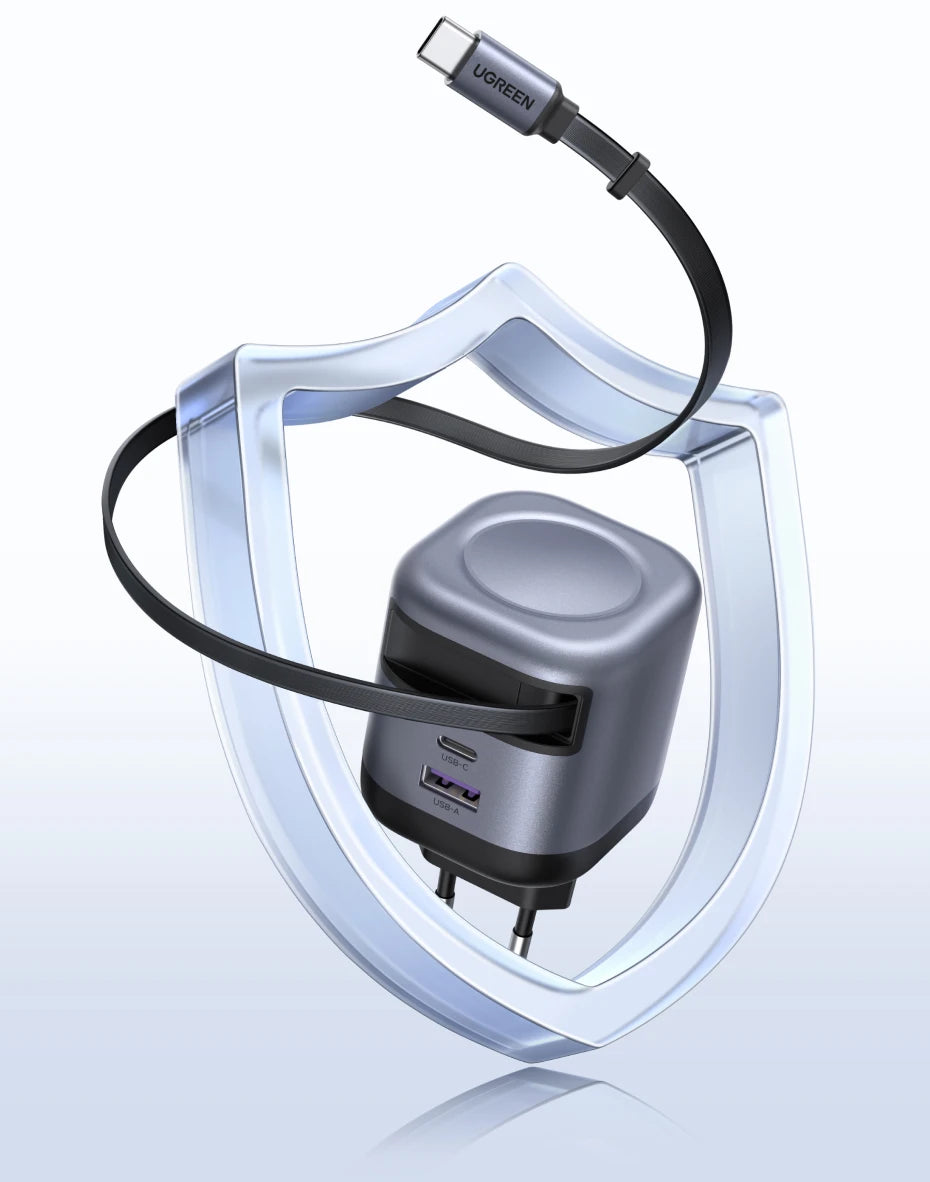 45W GaN Fast Wall Charger with Retractable USB-C Cable - 17
