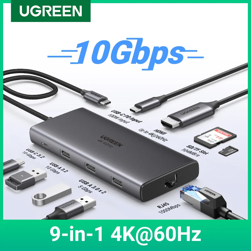 9-in-1 USB-C Hub with 4K 60Hz HDMI and 100W Power Delivery