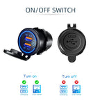 Dual QC 3.0 USB Fast Car Charger Socket 12V/24V Waterproof Outlet