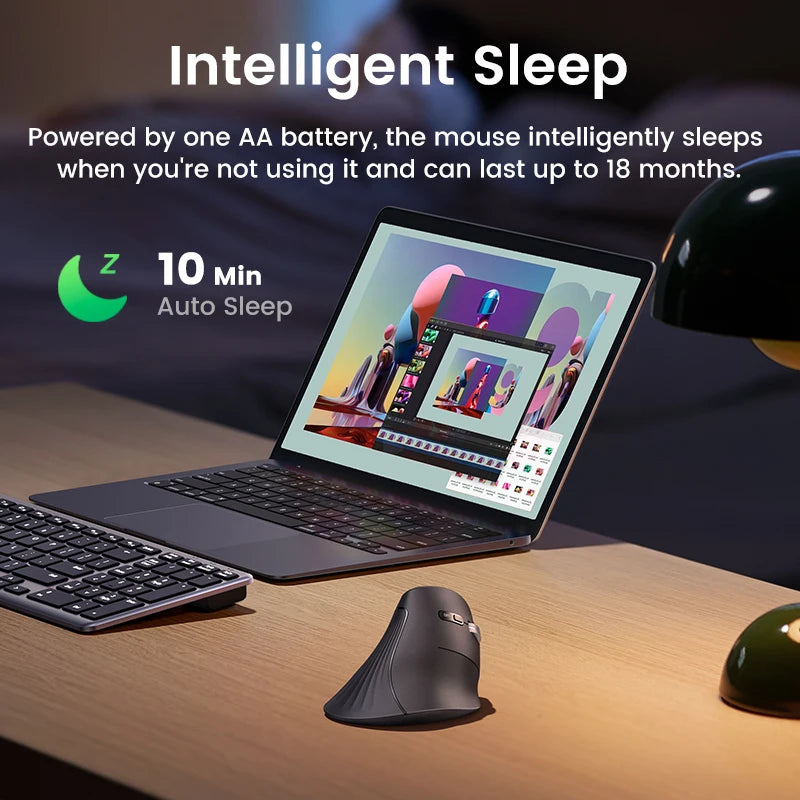 Ergonomic Vertical Wireless Mouse with Bluetooth 5.0 and 4000 DPI