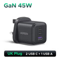 45W GaN Fast Wall Charger with 3 Ports for Smartphones and Tablets