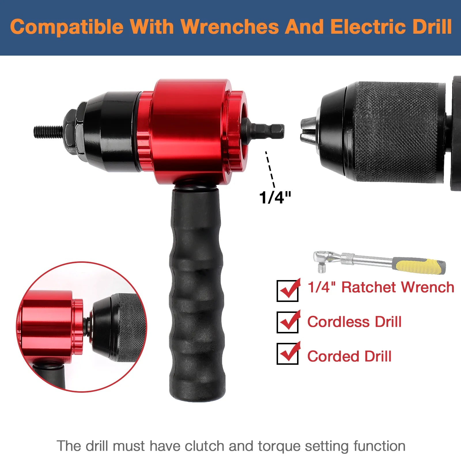 Electric Drill Rivet Nut Adapter Attachment - 4