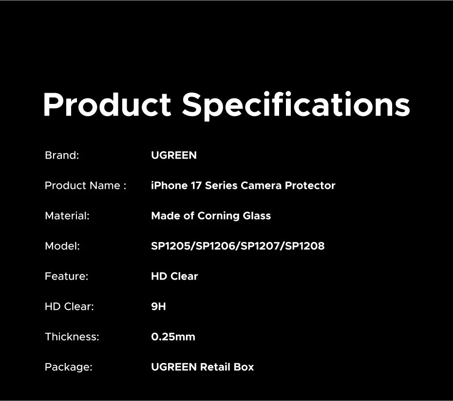 Glass Camera Lens Protector for iPhone 17 Series - 20