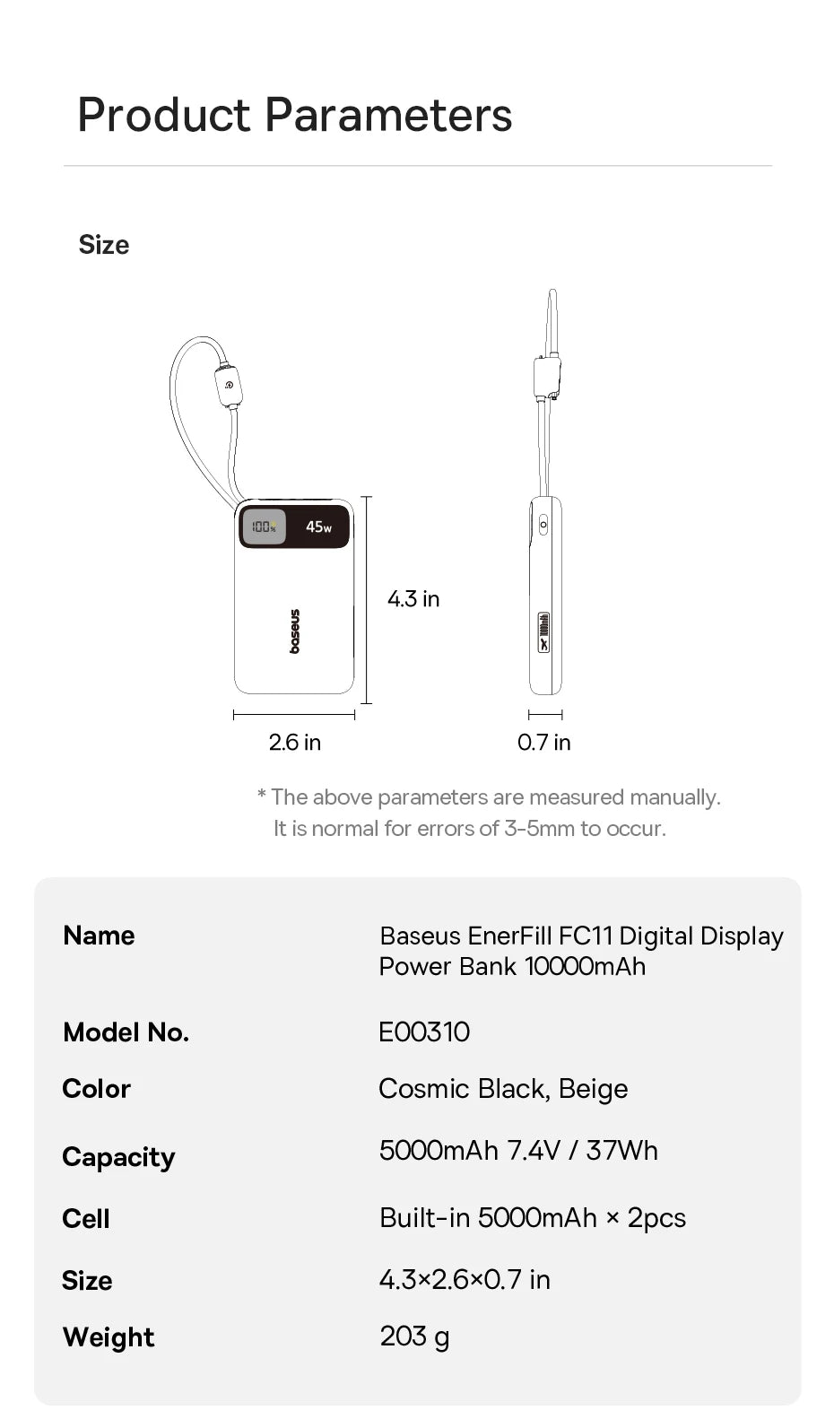 45W Fast Charging Power Bank with Dual Built-in USB-C Cables - 21