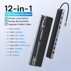 12-in-1 USB-C Triple Display Docking Station with Laptop Stand