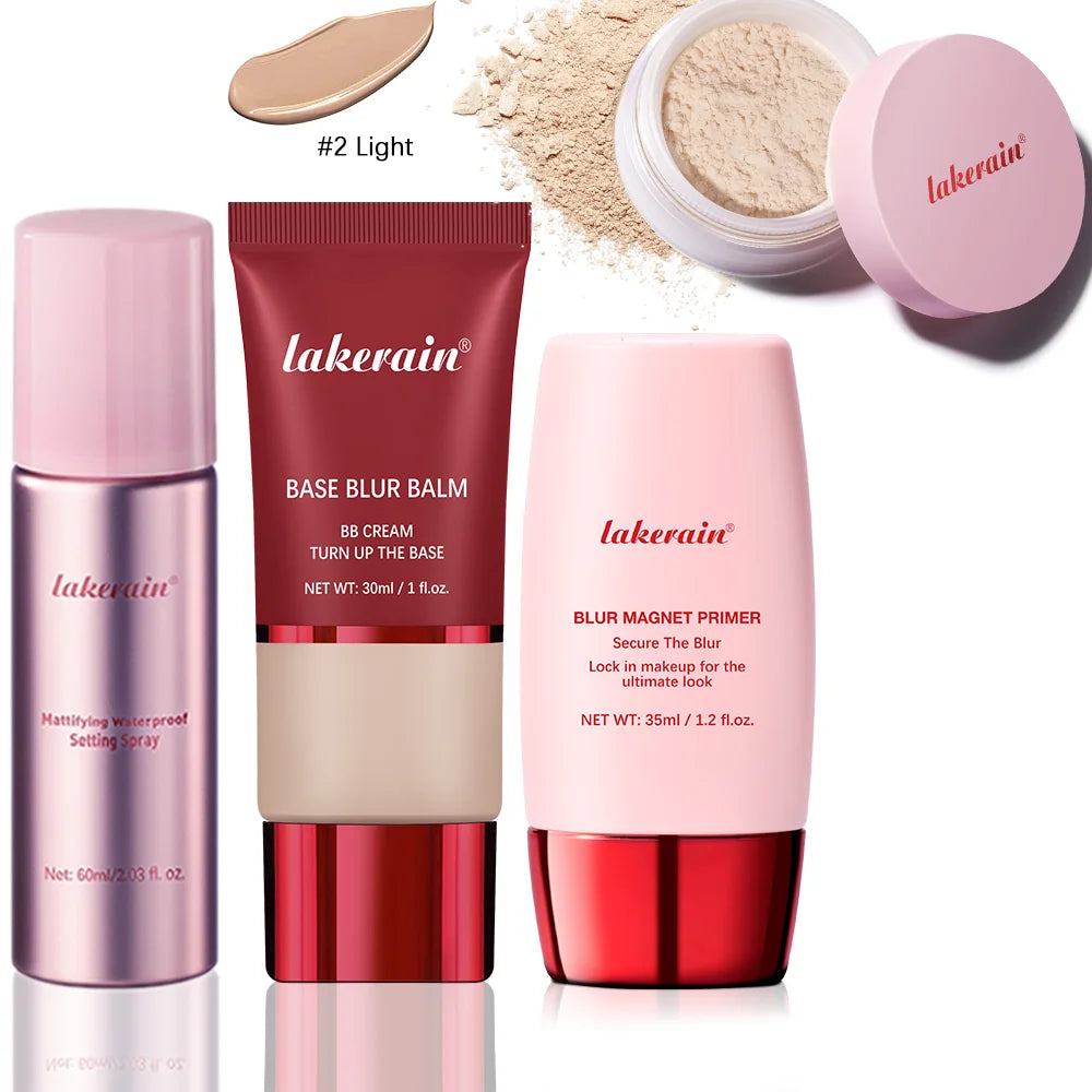 4-Piece Long-Lasting Matte Makeup Face Base and Setting Set