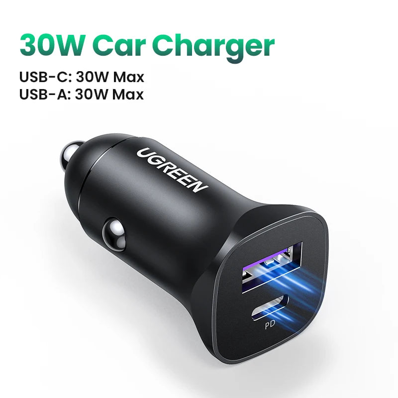48W Dual Port Fast Car Charger with USB-C and USB-A - 19