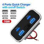 4 Port USB Car Charger with QC3.0 and PD3.0 Fast Charging Socket