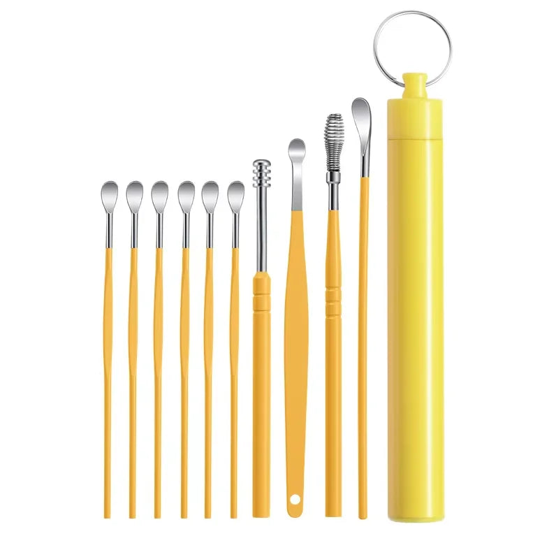 Stainless Steel Ear Wax Removal Cleaning Tool Kit with Storage Case