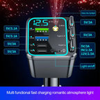 7-in-1 Fast Car Charger with Retractable Cables and Digital Voltmeter