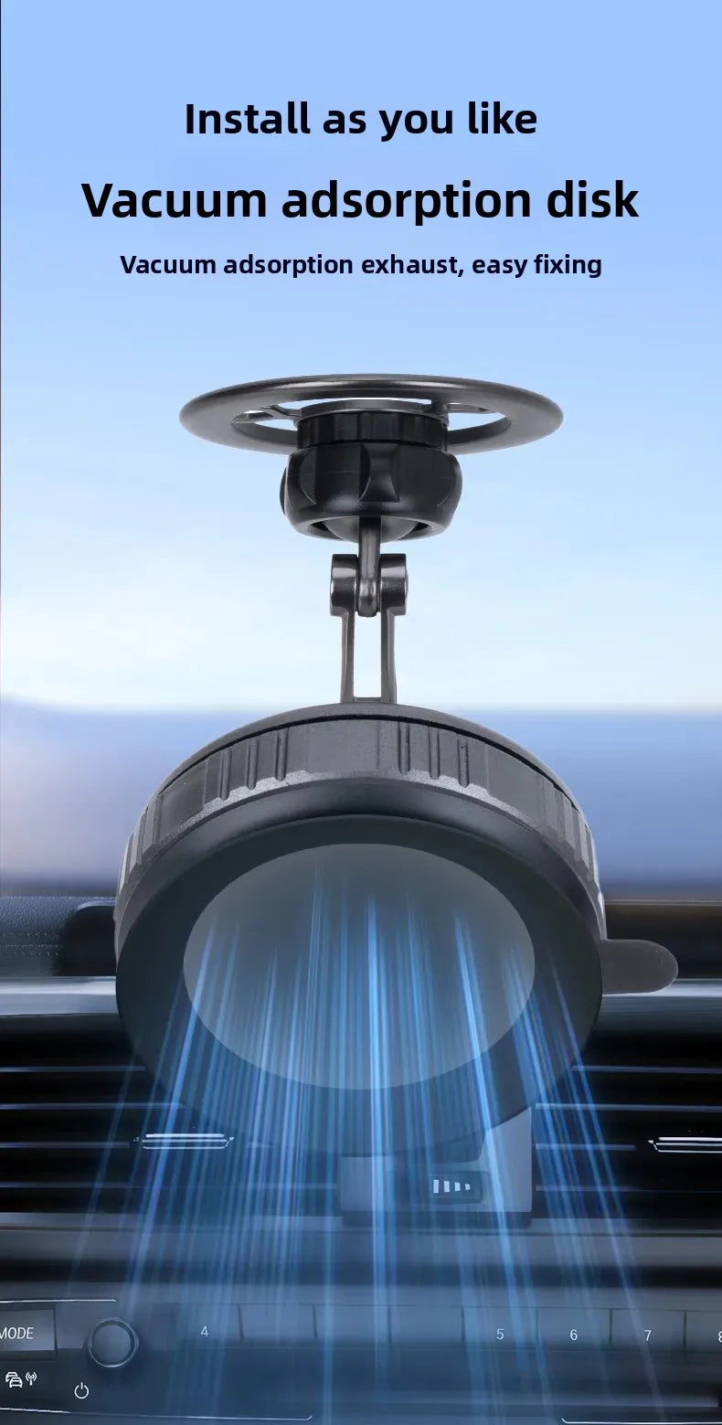 Magnetic Car Phone Holder with Vacuum Sucker and 360 Degree Rotation