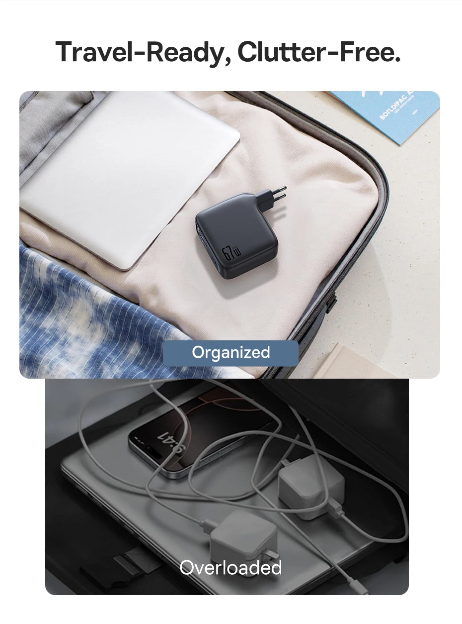 67W GaN Fast Charger with Retractable USB-C Cable for Laptops and Phones - 28