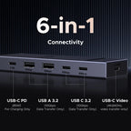6-in-1 USB-C Hub with 4K 60Hz Video and 100W PD Charging