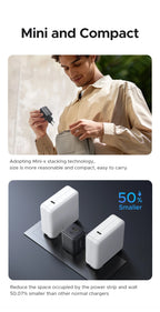 20W GaN Dual-Port USB-C and USB-A Fast Wall Charger
