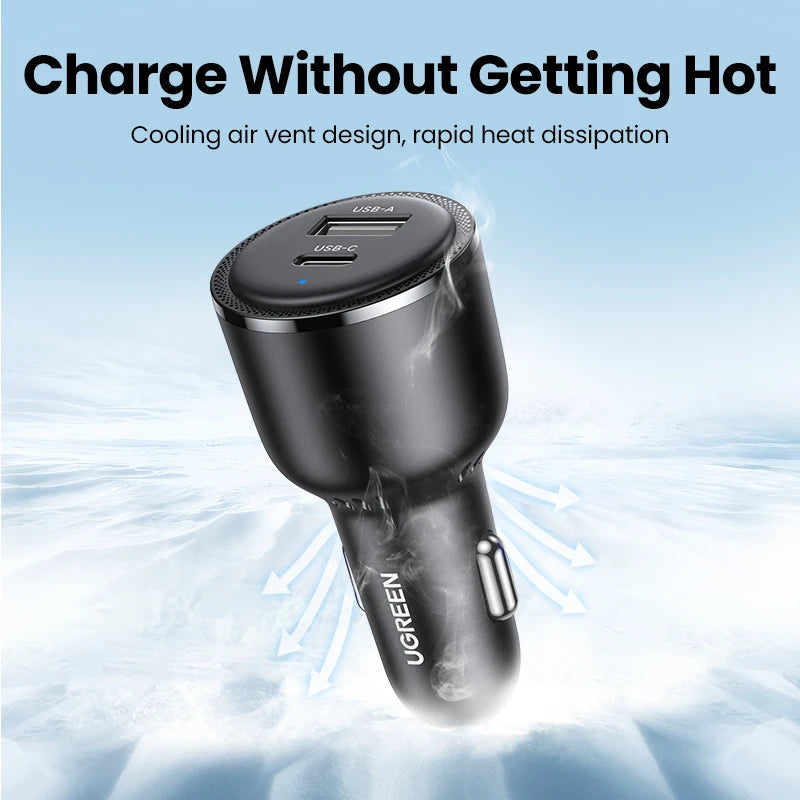 63W Dual-Port Fast Car Charger with PD 3.0 and PPS - 6