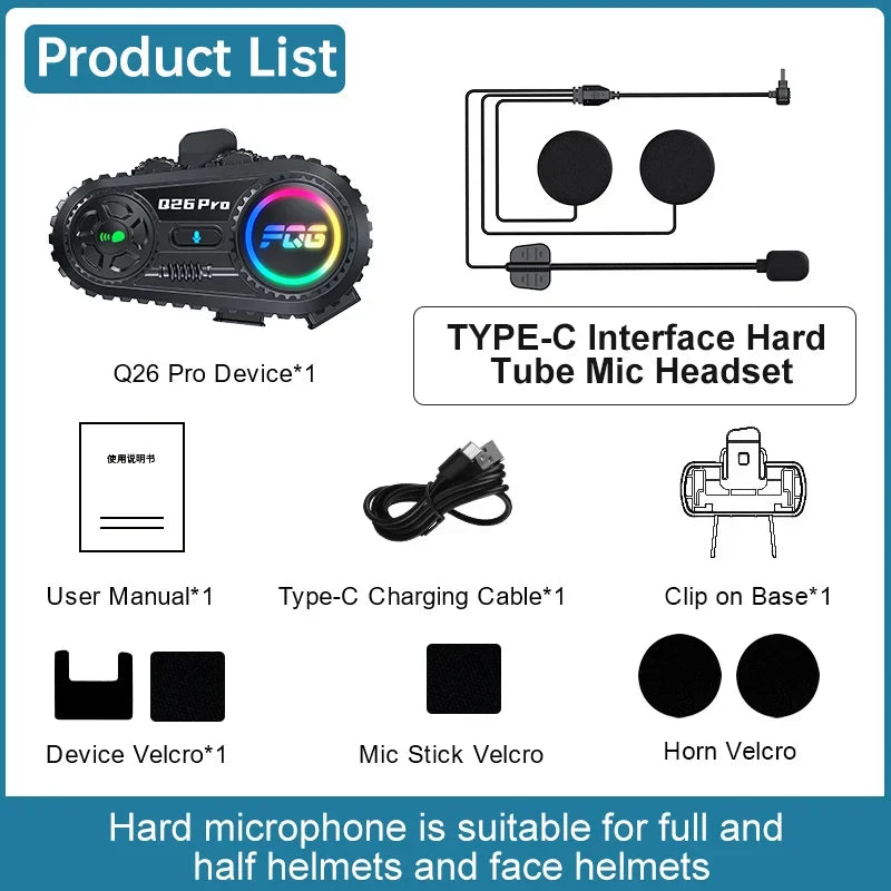 Bluetooth 6.0 Motorcycle Helmet Intercom Headset - 6