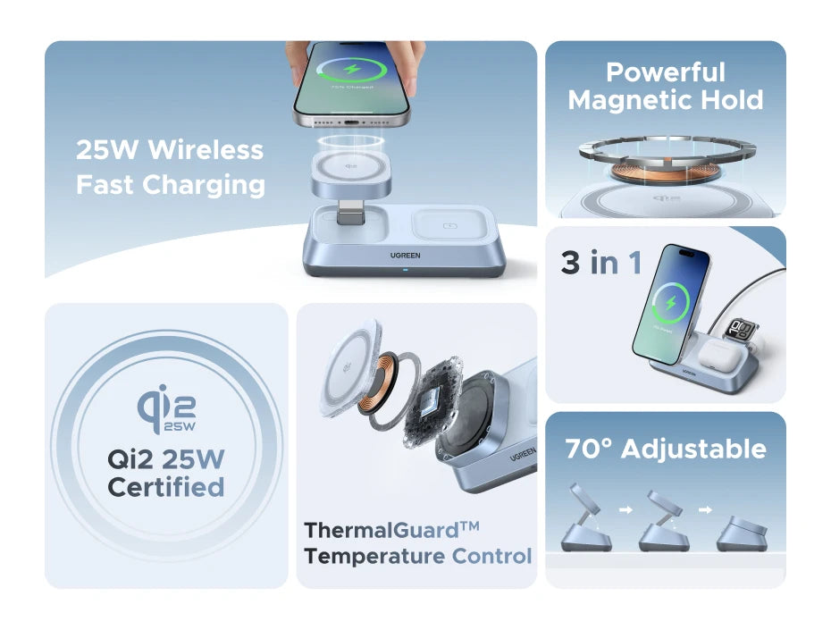 3-in-1 Magnetic Wireless Charging Station for Phone, Watch and Earbuds - 8