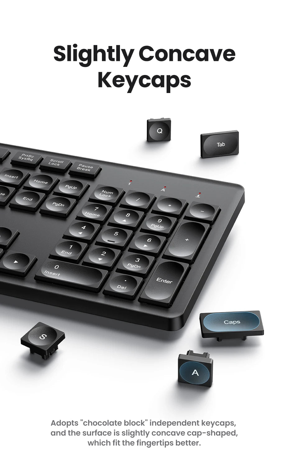 Wireless 2.4GHz Full-Size Computer Keyboard for Laptop and Desktop