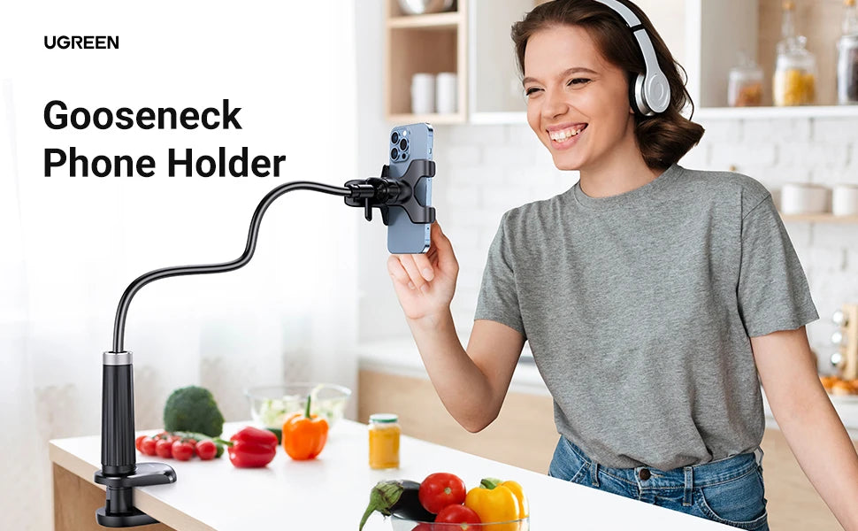 Flexible Gooseneck Phone Holder for Desk and Bed