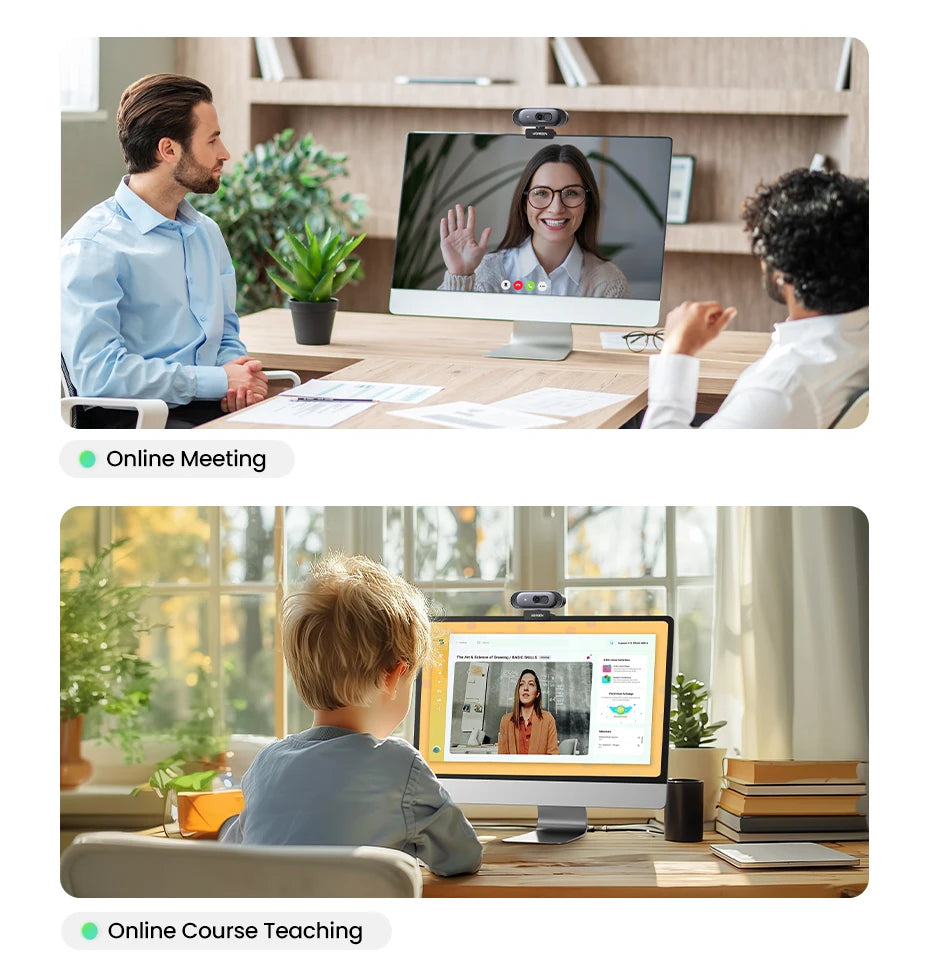 2K HD USB Webcam with Dual Microphones for Streaming and Video Calls