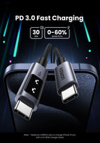 100W USB-C Fast Charging Cable with LED Emoji Display