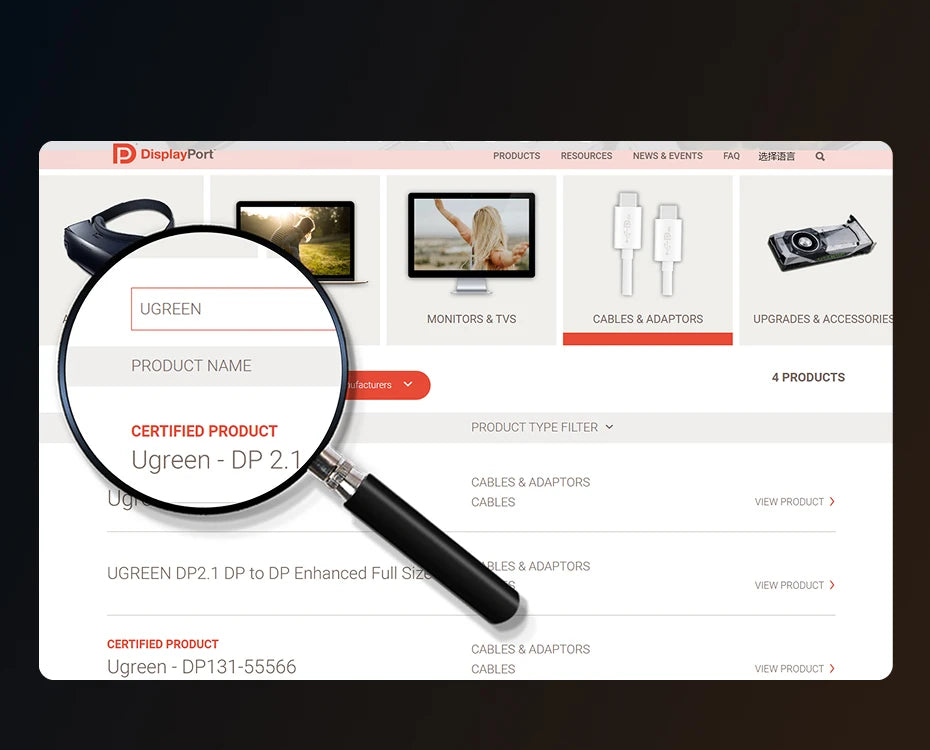 16K DisplayPort 2.1 Cable for Gaming and High-Resolution Monitors - 21