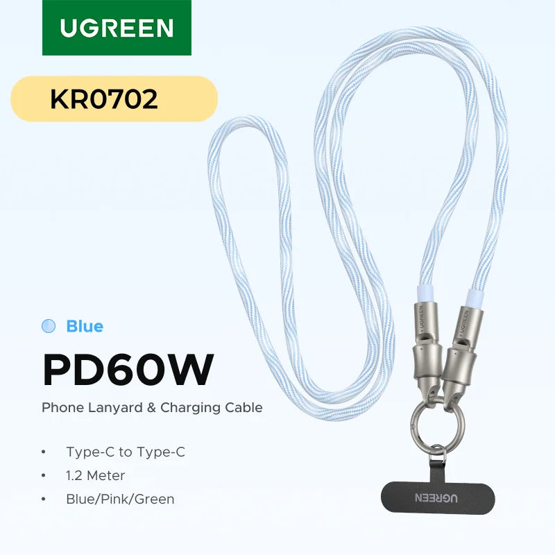 60W USB-C Lanyard Wearable Charging Cable