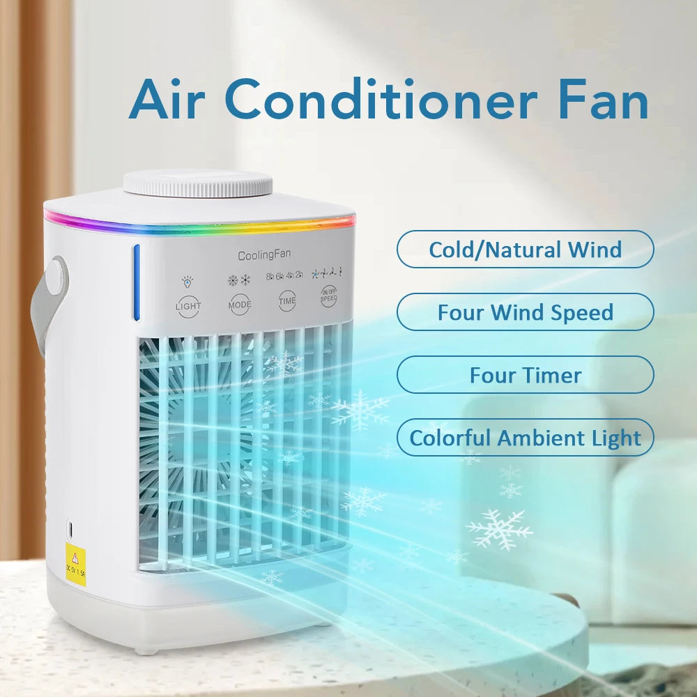 Portable Desktop Air Cooler and Humidifier with Misting Fan