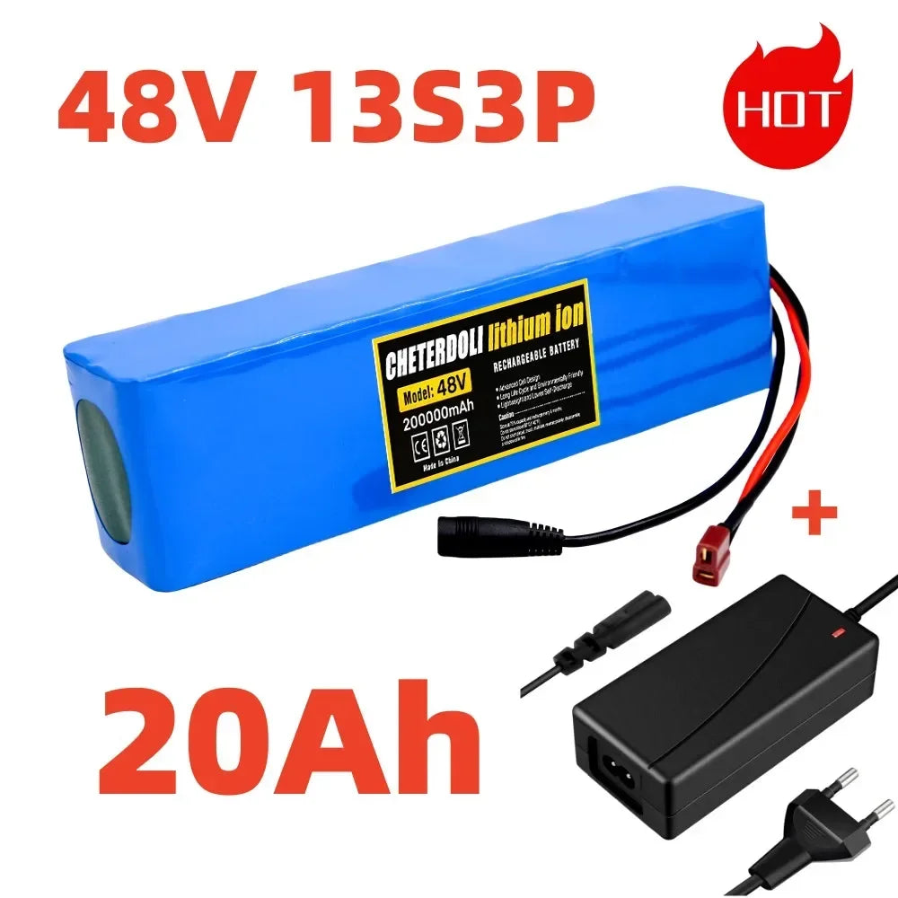 48V 20Ah Lithium-Ion E-Bike Battery Pack with Charger