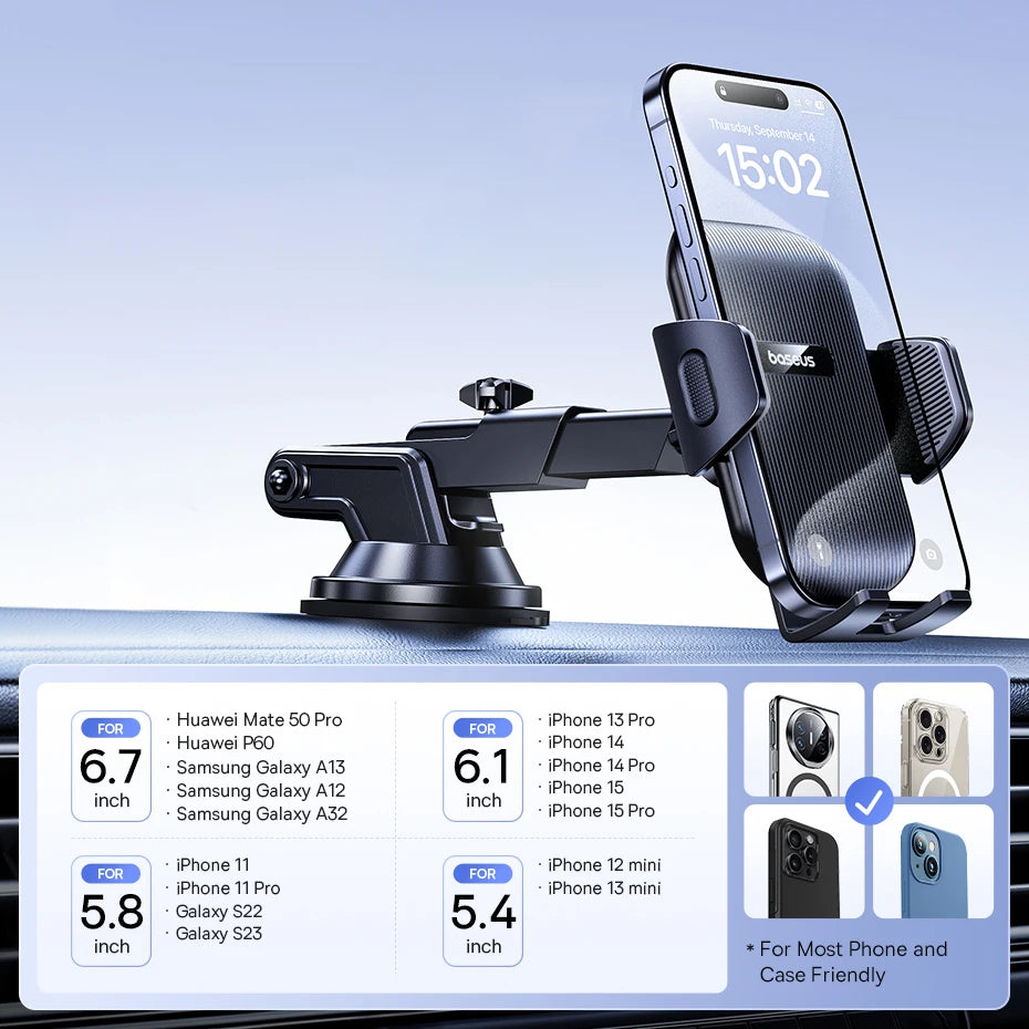 Adjustable Suction Cup Car Phone Holder for Dashboard and Windshield