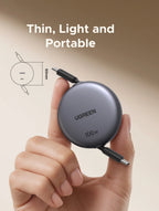 100W Retractable USB-C to USB-C Fast Charging Data Cable