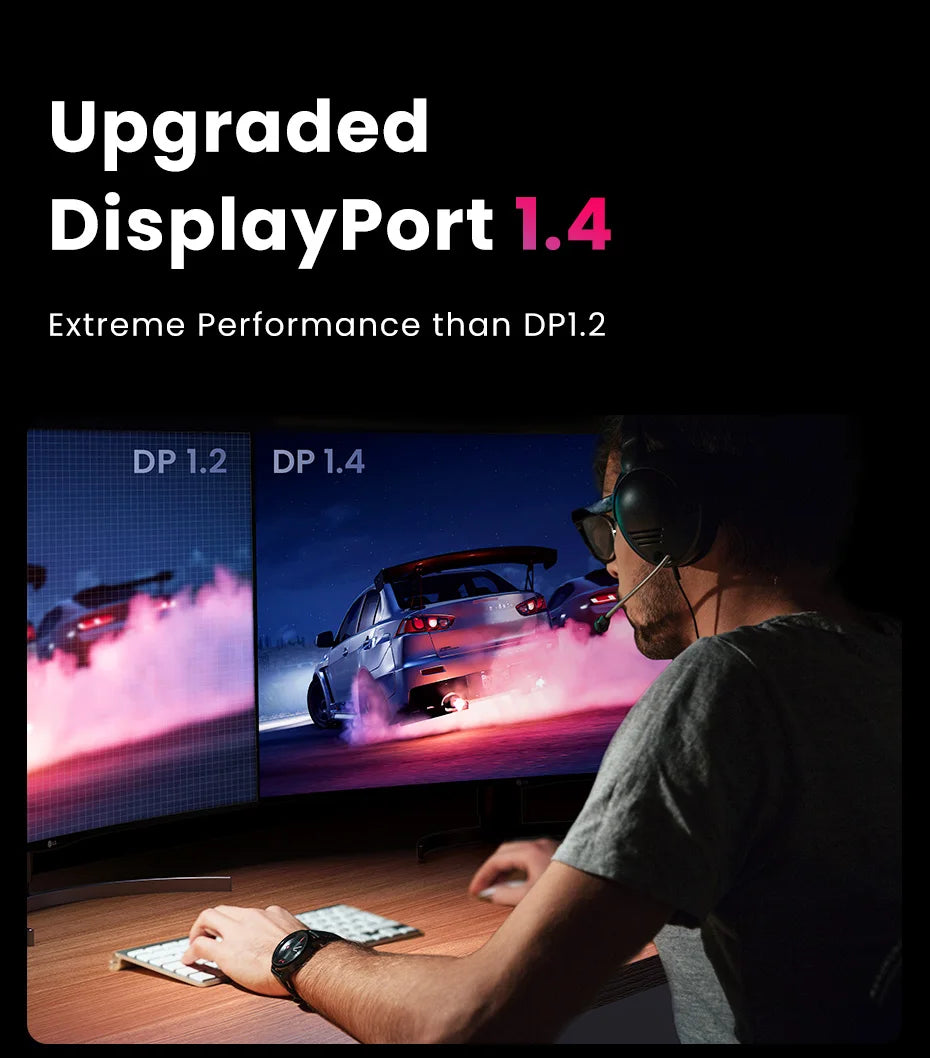 8K DisplayPort 1.4 Cable 32.4Gbps for Gaming Monitors and PCs