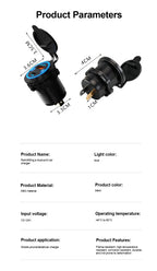 Dual USB Type C Quick Charger Socket PD30W QC3.0 for 12V 24V Vehicles